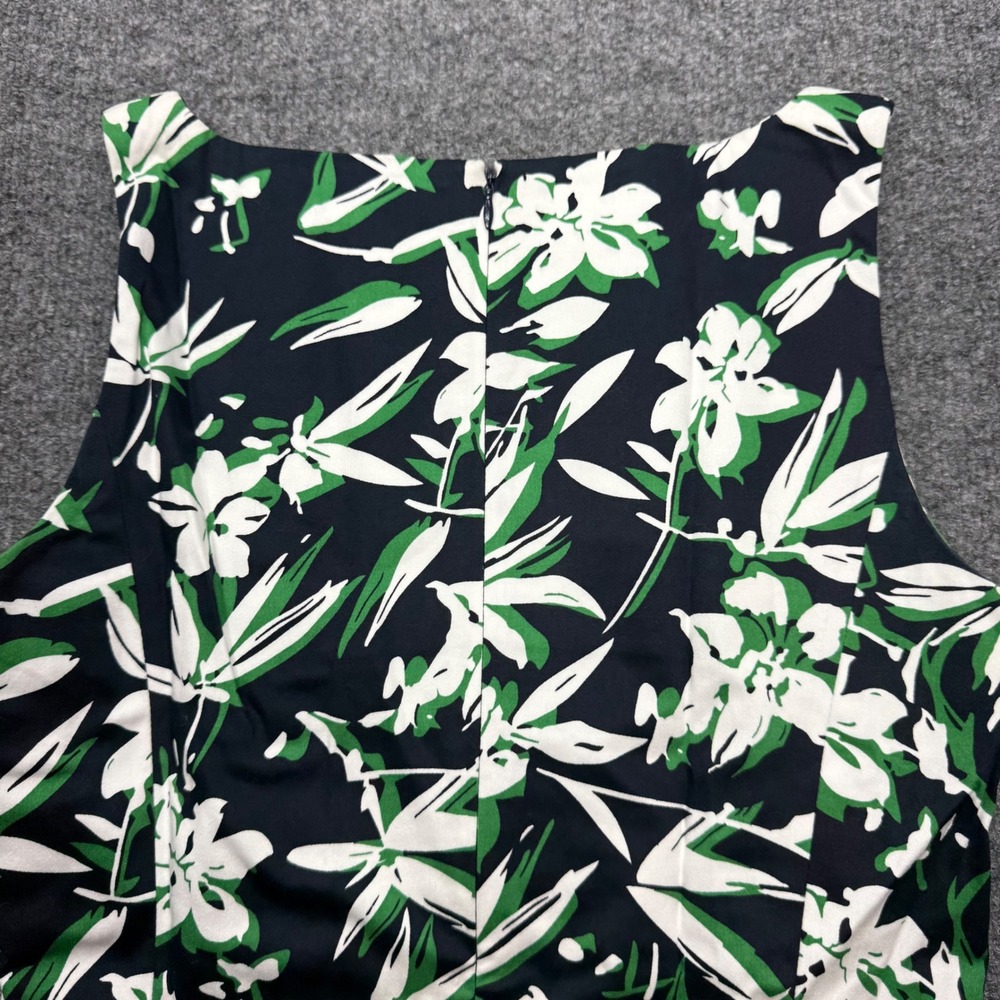 Chaps Womens Navy Green Floral Sleeveless‎ Boat Neck Sheath Dress Size 6 - Picture 8 of 8
